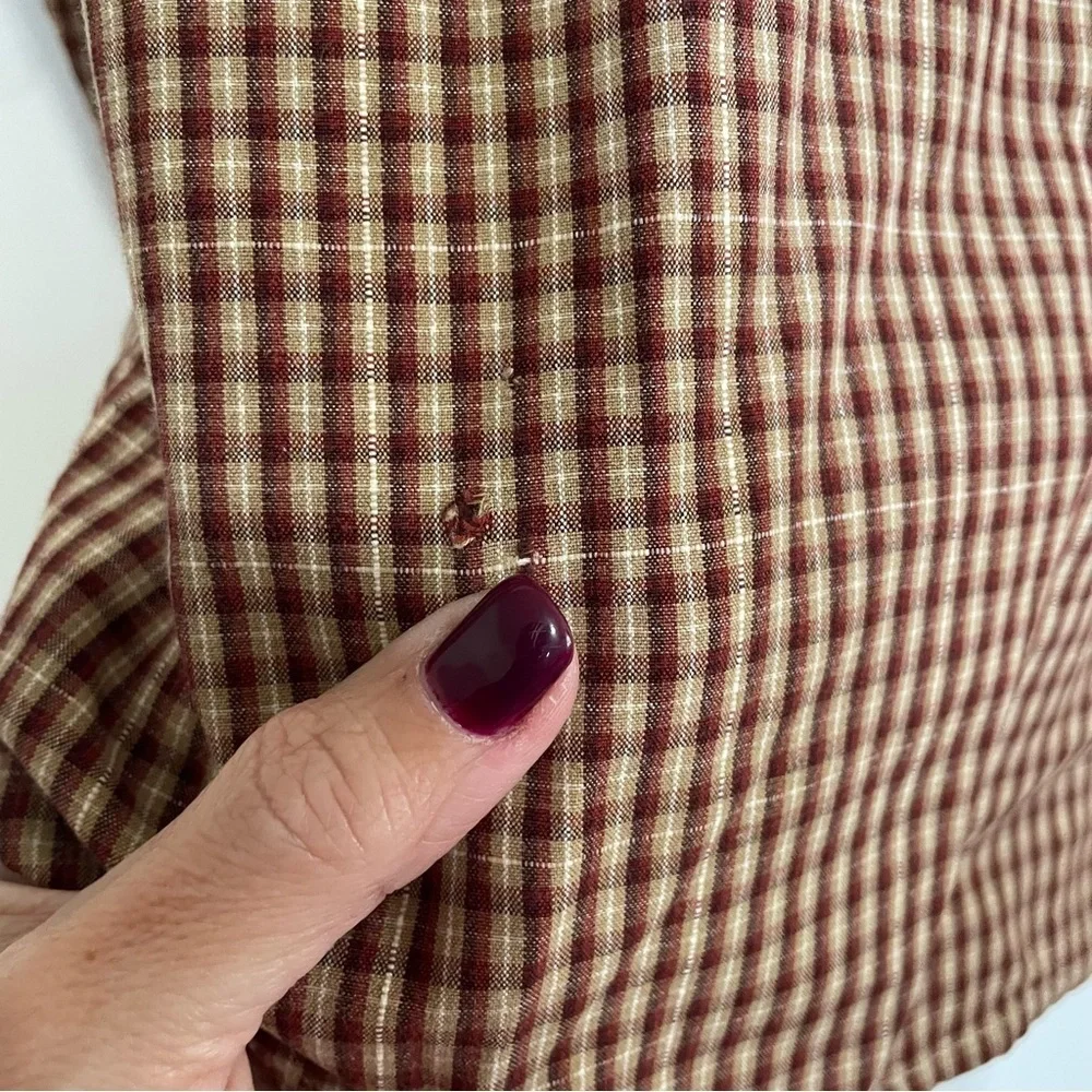 Columbia Long Sleeved Button Down Shirt Burgundy Tan Plaid Size XXL